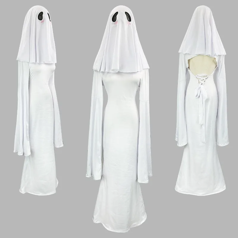 Хэллоуин Новое белое модное сексуальное платье с открытой спиной Призрак женский костюм женская милая юбка-призрак ведьма сценический костюм для ролевых игр 
Хэллоуин Новое белое модное сексуальное платье с открытой спиной Призрак женский костюм женская милая юбка-призрак ведьма сценический костюм для ролевых игр