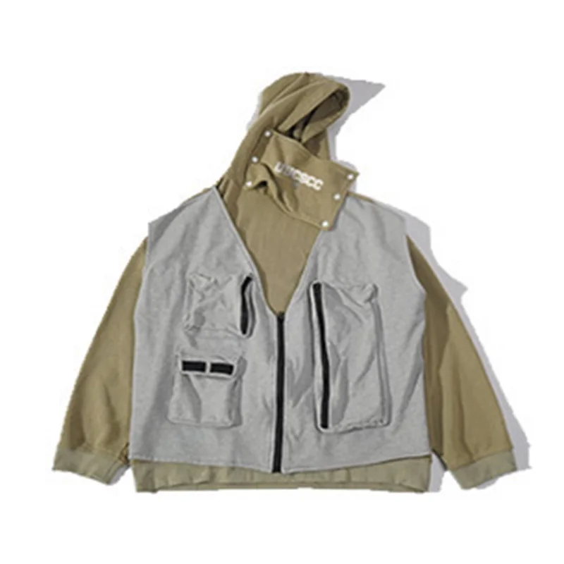 Two-piece Loose Hooded Sweatshirt Mens Streetwear Hip-Hop Multi-Pocket Vest Hoodies Cargo Long-Sleeved Jacket Men
Two-piece Loose Hooded Sweatshirt Mens Streetwear Hip-Hop Multi-Pocket Vest Hoodies Cargo Long-Sleeved Jacket Men