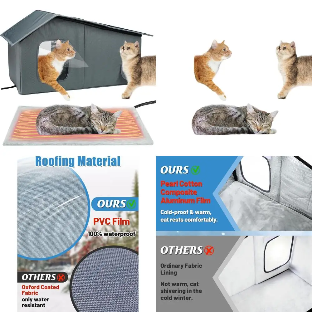 Изолированное укрытие для кошек с подогревом на открытом воздухе с термостатической прокладкой и эвакуационным люком для 2-3 кошек — идеальный зимний домик для домашних животных
Изолированное укрытие для кошек с подогревом на открытом воздухе с термостатической прокладкой и эвакуационным люком для 2-3 кошек — идеальный зимний домик для домашних животных