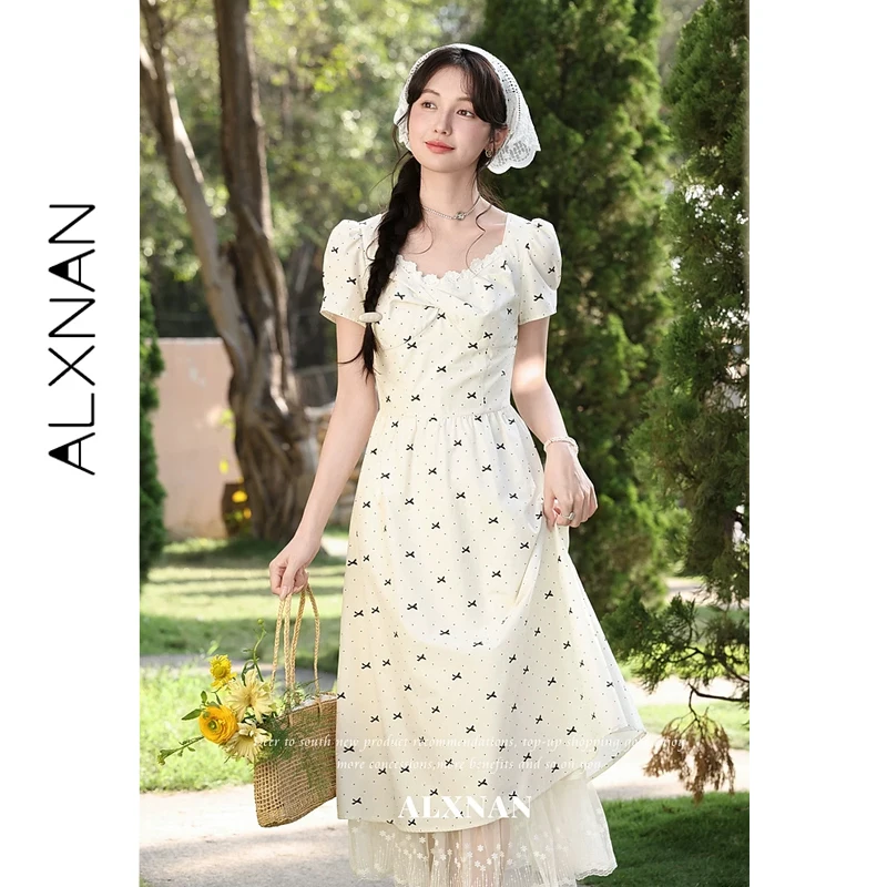 ALXNAN Long Dress Lace Trim Square Neck Twist Bow Print Puff Sleeve Lace Hem Midi Dress Women 2026 Summer Holiday Dresses L63610
ALXNAN Long Dress Lace Trim Square Neck Twist Bow Print Puff Sleeve Lace Hem Midi Dress Women 2026 Summer Holiday Dresses L63610