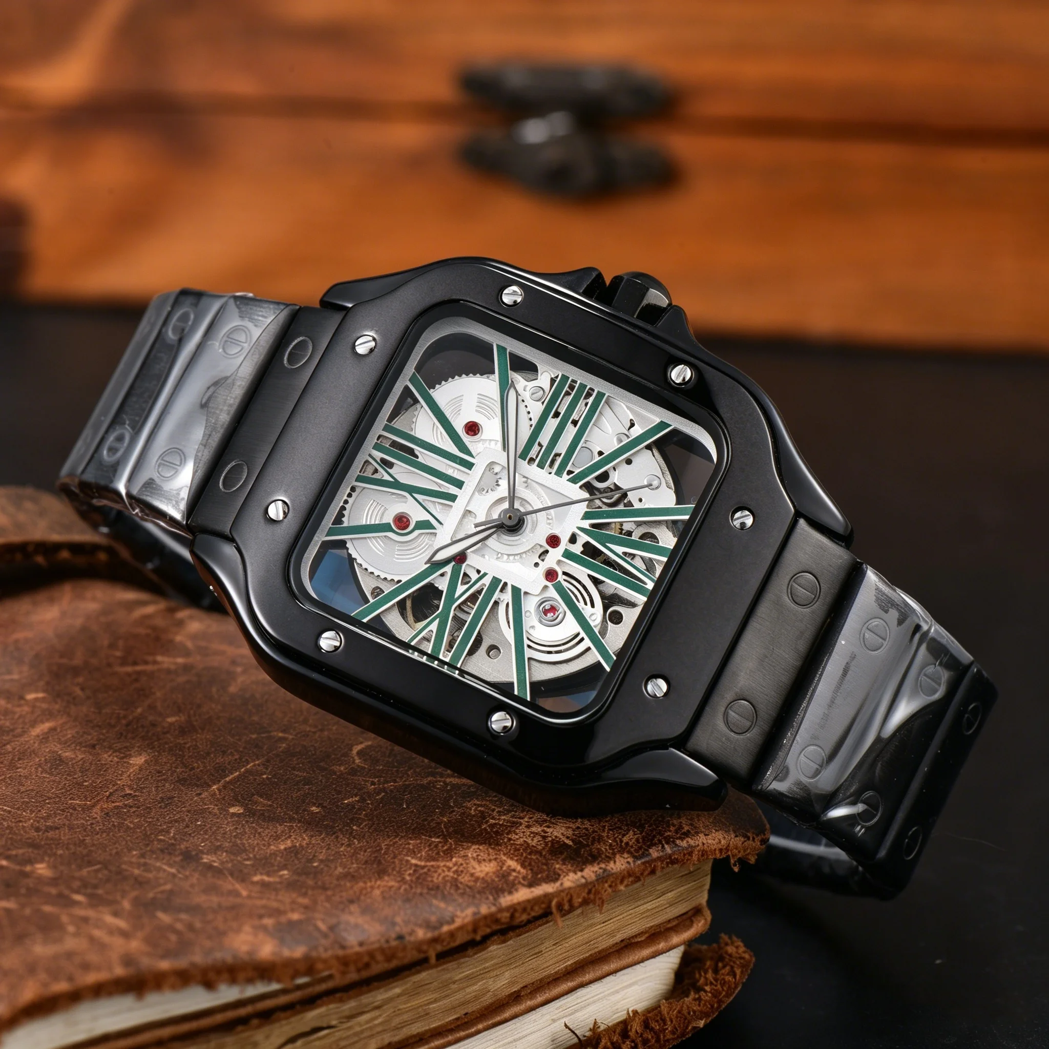 Classic Design Square Hollow Skeleton Automatic Men Watch Screw Rivet Case Stainless Steel Bracelet Luxury Mechanical Business Wristwatch Business Dress Male Wrist Watch Multiple Colors
Classic Design Square Hollow Skeleton Automatic Men Watch Screw Rivet Case Stainless Steel Bracelet Luxury Mechanical Business Wristwatch Business Dress Male Wrist Watch Multiple Colors