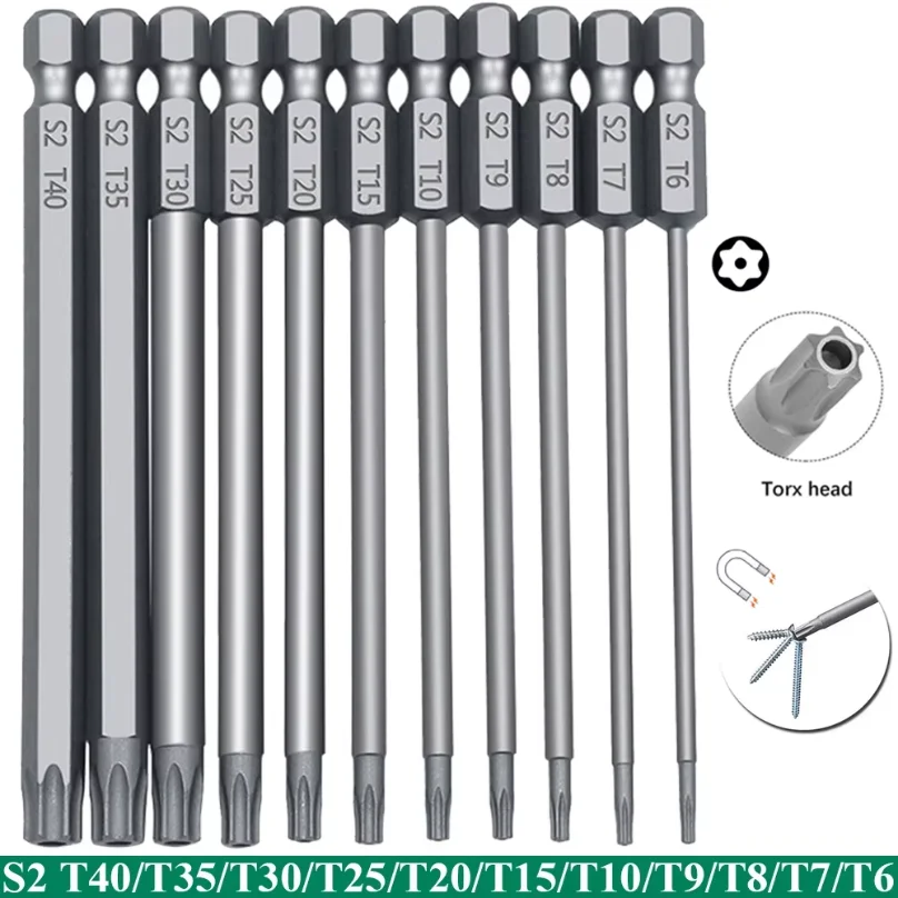 11 PCS Torx Security Bit Set S2 Steel Magnetic Security Screwdriver Set 50/100mm Star Screwdriver Set for Shark Vacuum T6-T40
11 PCS Torx Security Bit Set S2 Steel Magnetic Security Screwdriver Set 50/100mm Star Screwdriver Set for Shark Vacuum T6-T40