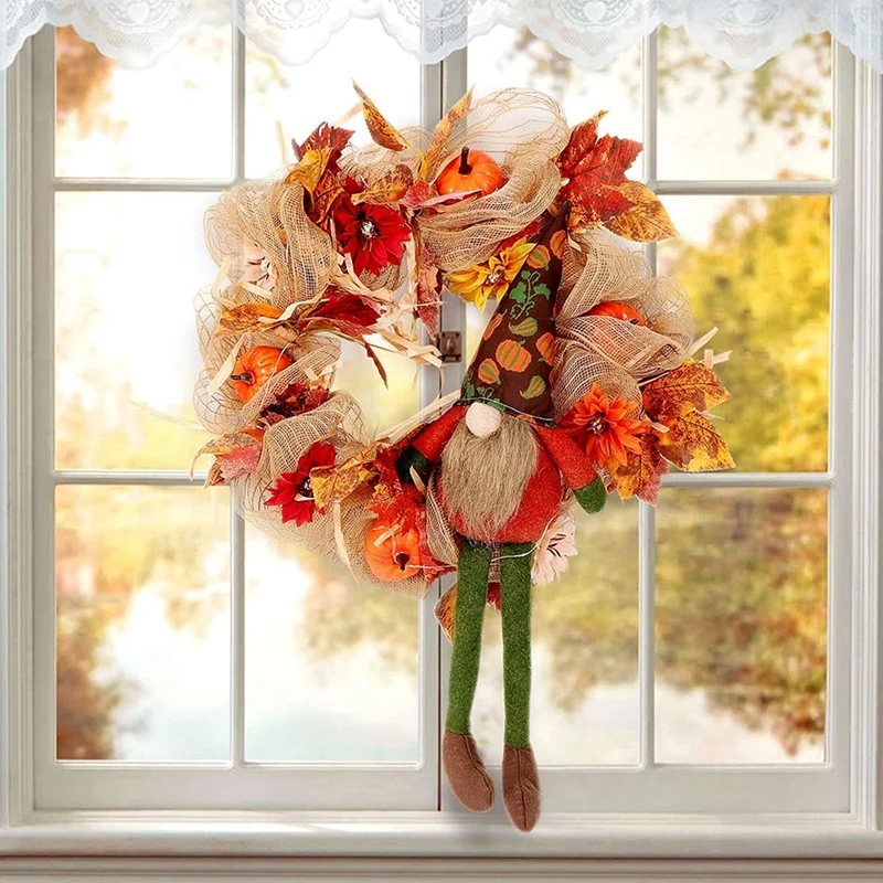 Fall Wreath Burlap Front Doors Wreath With Gnome Artificial Maple Leaf Pumpkin Sunflower Autumn Harvest Decoration Easy To Use
Fall Wreath Burlap Front Doors Wreath With Gnome Artificial Maple Leaf Pumpkin Sunflower Autumn Harvest Decoration Easy To Use