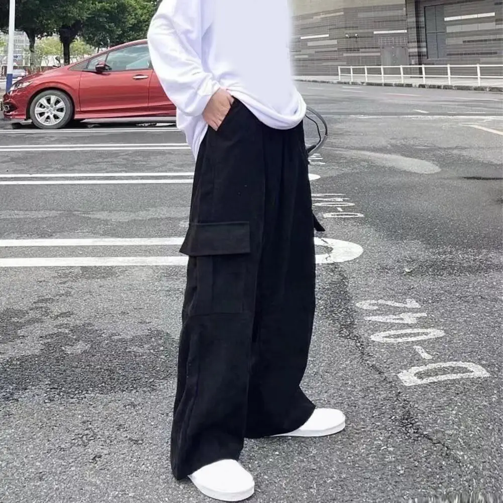 Solid Color Pants Men's Wide Leg Cargo Pants with Drawstring Waist Multi Pockets High Street Style Soft for Comfortable
Solid Color Pants Men's Wide Leg Cargo Pants with Drawstring Waist Multi Pockets High Street Style Soft for Comfortable