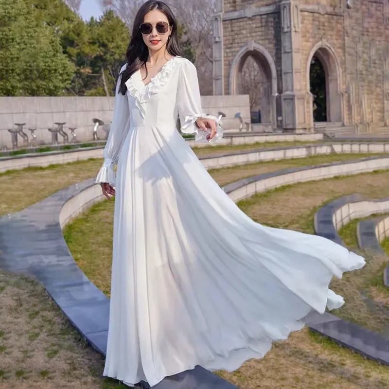 2025 New Arrival Summer Chiffon Seaside Vacation Dresses Women's Clothing Fashion Long Sleeve Slim Y2K Medium Long Beach Dress
2025 New Arrival Summer Chiffon Seaside Vacation Dresses Women's Clothing Fashion Long Sleeve Slim Y2K Medium Long Beach Dress