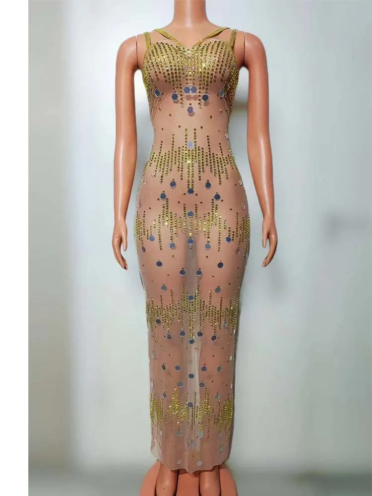 High Quality Rhinestone Sequin Sexy Suspender See Through Mesh Elastic Dress 2024 New Fashion Custom Women'S Clothing
High Quality Rhinestone Sequin Sexy Suspender See Through Mesh Elastic Dress 2024 New Fashion Custom Women'S Clothing