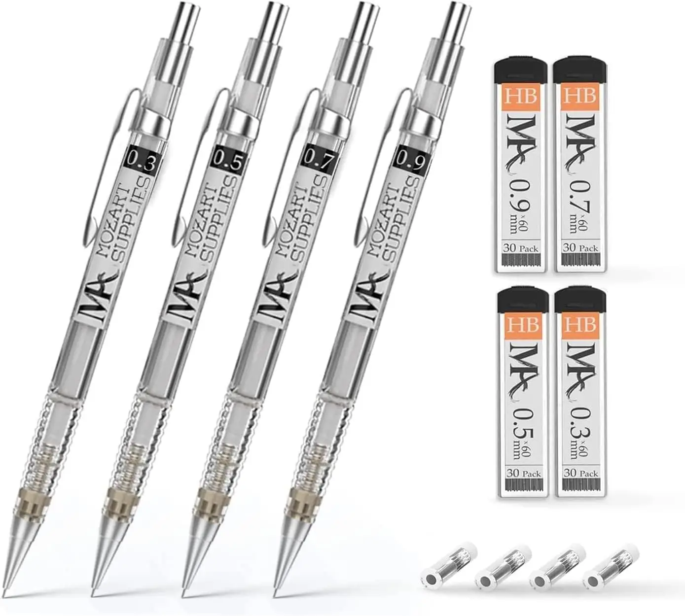 Mechanical Pencil Set with Case - 4 Sizes (0.3, 0.5, 0.7, 0.9mm) & Refills for Sketching and Drawing
Mechanical Pencil Set with Case - 4 Sizes (0.3, 0.5, 0.7, 0.9mm) & Refills for Sketching and Drawing