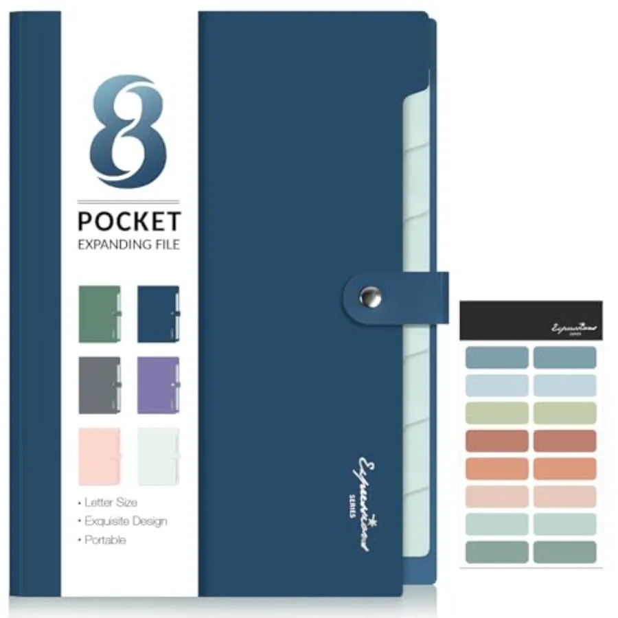 Elegant Accordion File Organizer with Labels, 8 Pocket Expanding File Folder, Portable Folders for Documents, Cute Paper Organi
Elegant Accordion File Organizer with Labels, 8 Pocket Expanding File Folder, Portable Folders for Documents, Cute Paper Organi