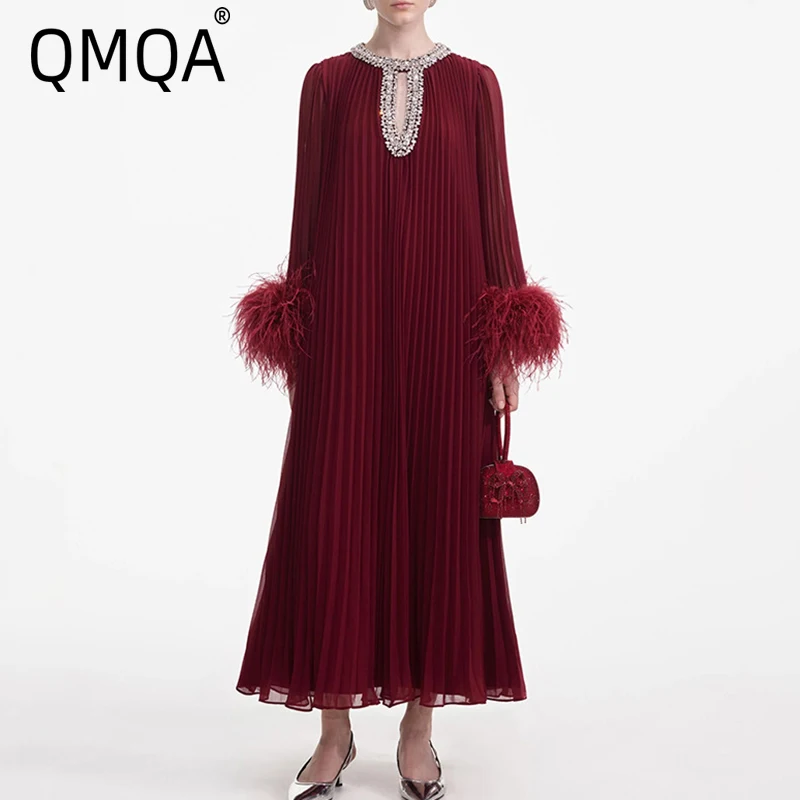 QMQA Модные женские элегантные платья с бриллиантами и круглым вырезом, с длинными рукавами и перьями, со свободной талией, платья миди 1A636
QMQA Модные женские элегантные платья с бриллиантами и круглым вырезом, с длинными рукавами и перьями, со свободной талией, платья миди 1A636