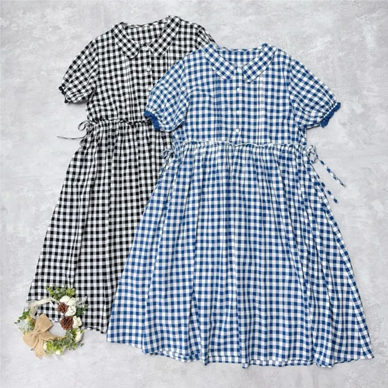 Johnature 2025 New Japanese Lapel Plaid Waist Dress Summer New Loose Cotton Thin Casual Vinatge Women Dresses
Johnature 2025 New Japanese Lapel Plaid Waist Dress Summer New Loose Cotton Thin Casual Vinatge Women Dresses