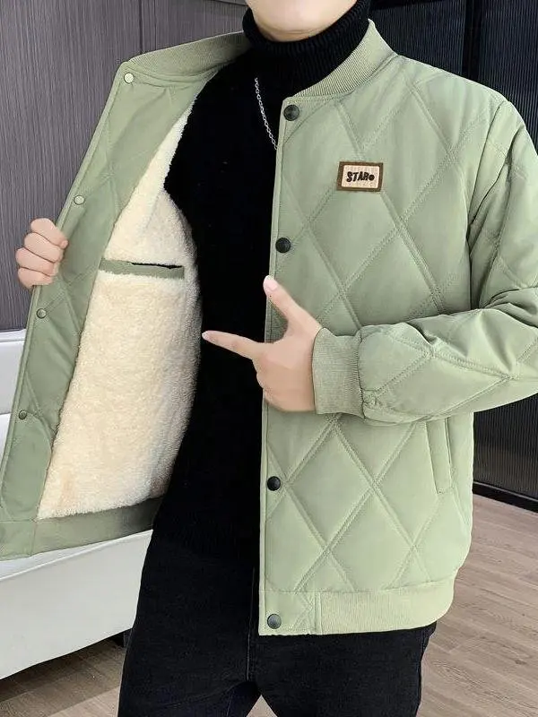 Men's Thiened Fce Cotton Jaet Baseball Collar Diamond Pattern Winter Coat Warm Faionable Urban Sle ort Length
Men's Thiened Fce Cotton Jaet Baseball Collar Diamond Pattern Winter Coat Warm Faionable Urban Sle ort Length