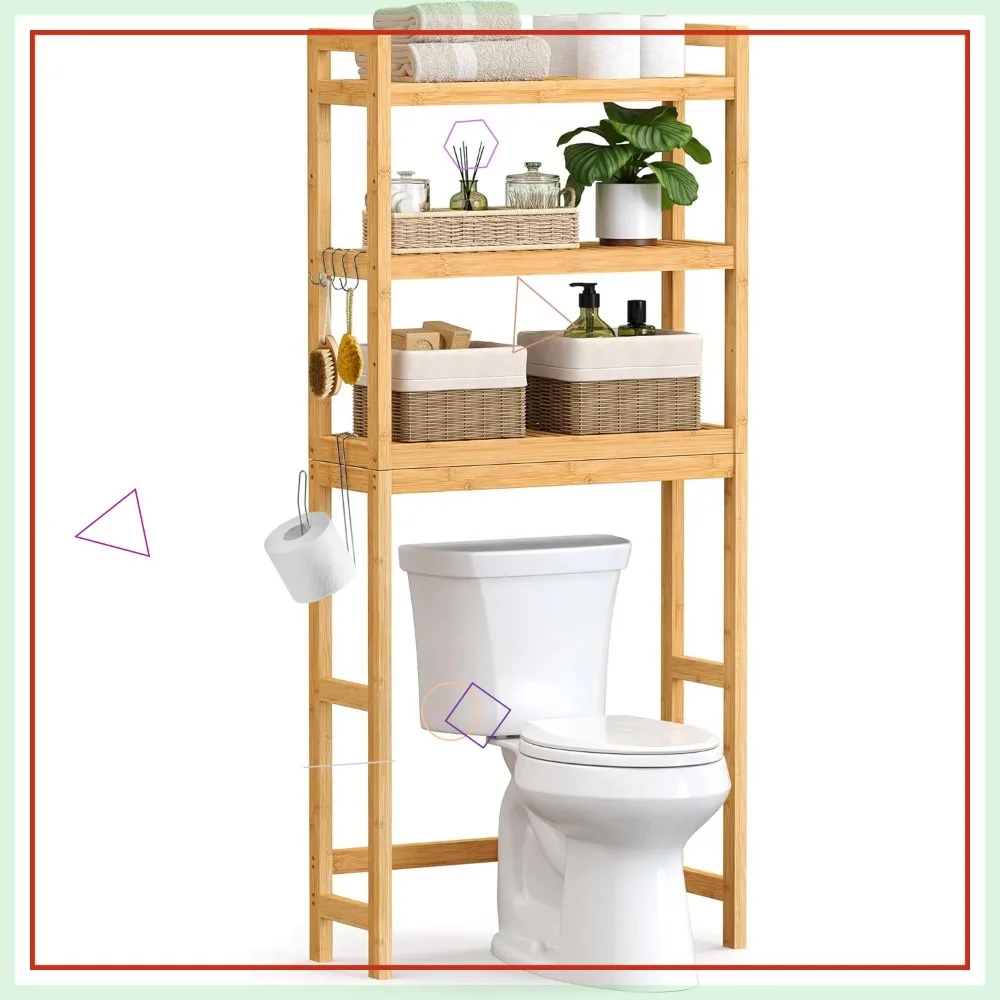 3-Tier Over Toilet Bathroom Organizer with Adjustable Shelf, Space-Saving, Natural Beige, 10.2 x 24.8 x 66.9 Inches
3-Tier Over Toilet Bathroom Organizer with Adjustable Shelf, Space-Saving, Natural Beige, 10.2 x 24.8 x 66.9 Inches