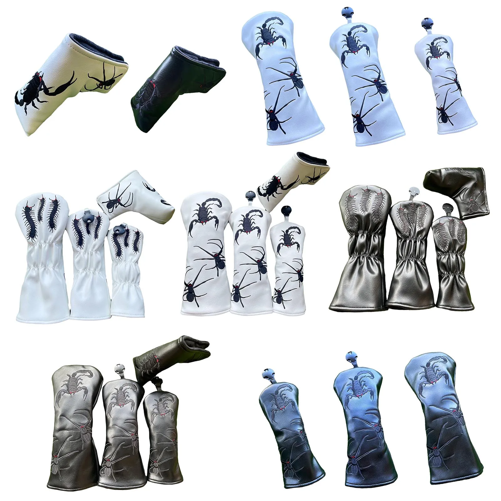Driver Fairway Hybrid/Putter Headcover Scorpion Spider Embroidery Fleece-Lined Faux Leather Golf Club Head Cover
Driver Fairway Hybrid/Putter Headcover Scorpion Spider Embroidery Fleece-Lined Faux Leather Golf Club Head Cover
