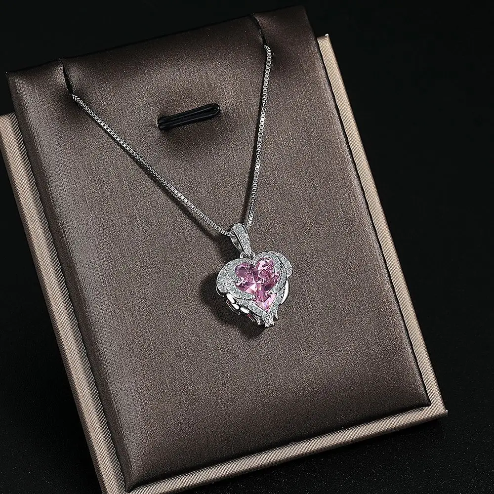 925 Sterling Silver Blue Pink Heart Zircon Pendant Necklaces For Women Elegant Luxury Neck Chain Jewelry Wholesale Argent 925
925 Sterling Silver Blue Pink Heart Zircon Pendant Necklaces For Women Elegant Luxury Neck Chain Jewelry Wholesale Argent 925