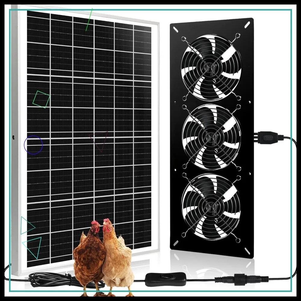 Solar Powered 3 Fan Kit, 25W High Velocity Waterproofed Exhaust Fans for Greenhouse Chicken Coop Shed
Solar Powered 3 Fan Kit, 25W High Velocity Waterproofed Exhaust Fans for Greenhouse Chicken Coop Shed