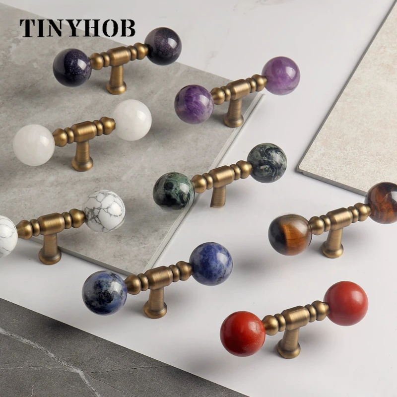 TINYHOB 90mm Antique Brass Drawer Pulls Natural Stone Ball Knobs Single Hole Cabinet Handles for Wardrobe Dresser Kitchen
TINYHOB 90mm Antique Brass Drawer Pulls Natural Stone Ball Knobs Single Hole Cabinet Handles for Wardrobe Dresser Kitchen
