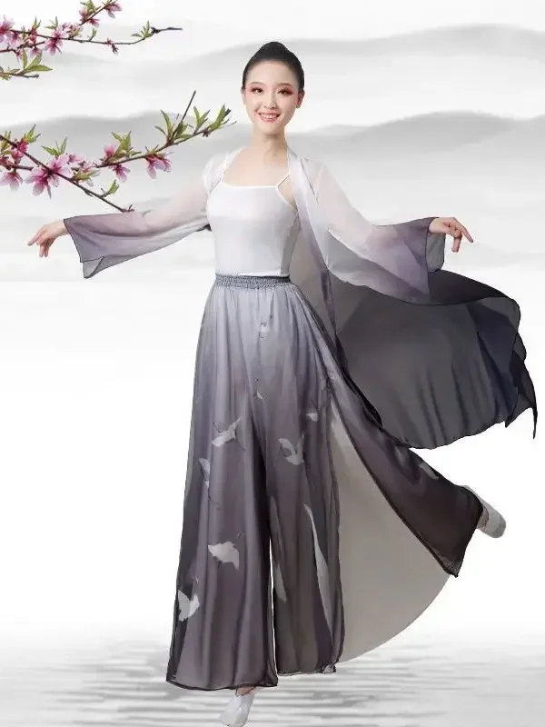 Chinese Style Classical Dance Costume Long Gradient Gauze Clothing Chinese Dance Practice Suit Double Layer Printed Wide Leg Set
Chinese Style Classical Dance Costume Long Gradient Gauze Clothing Chinese Dance Practice Suit Double Layer Printed Wide Leg Set