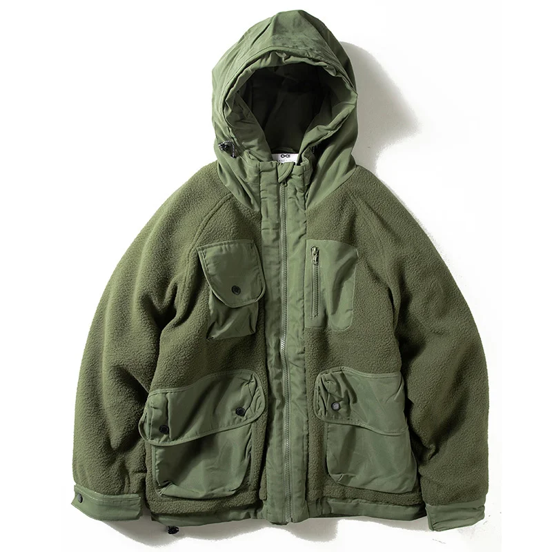 Men's Hooded Lamb Fleece Splice Jacket Multi Pocket Cargo Cotton Coats Outdoor Windproof Thicken Loose Overcoat for Male
Men's Hooded Lamb Fleece Splice Jacket Multi Pocket Cargo Cotton Coats Outdoor Windproof Thicken Loose Overcoat for Male