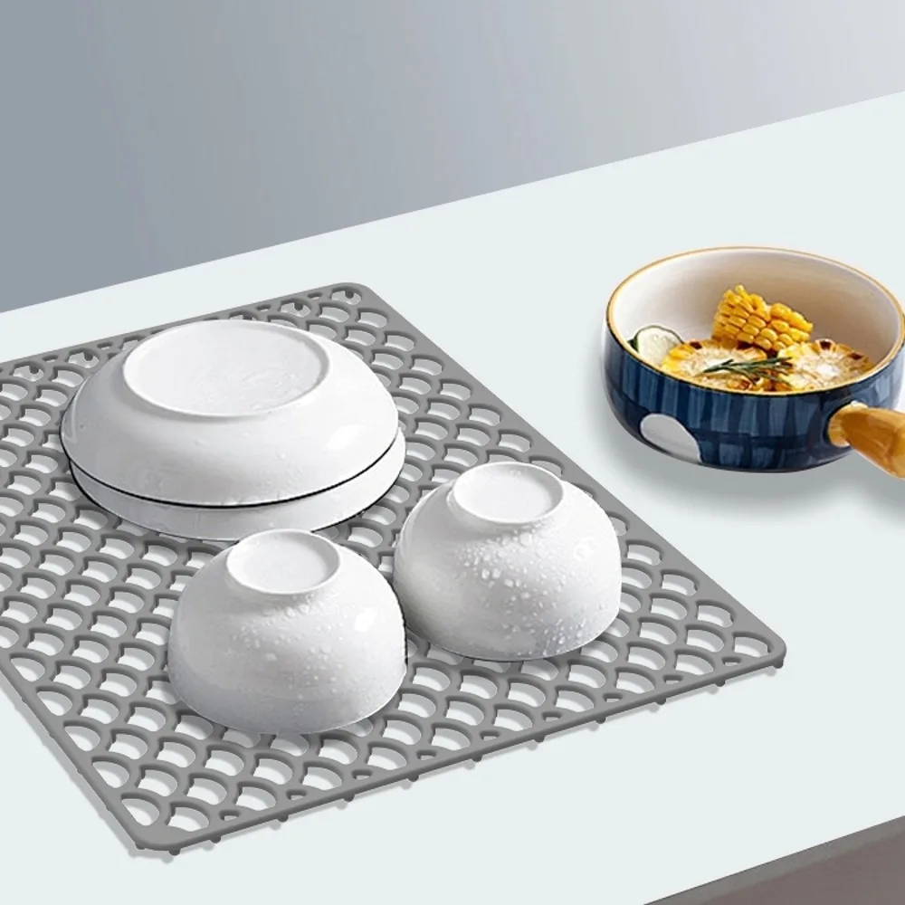 Silicone Sink Protector Mat Foldable Multi Functional Tableware Drainage Drying Mats Anti Slip Heat Resistant Dishes Drying Mats
