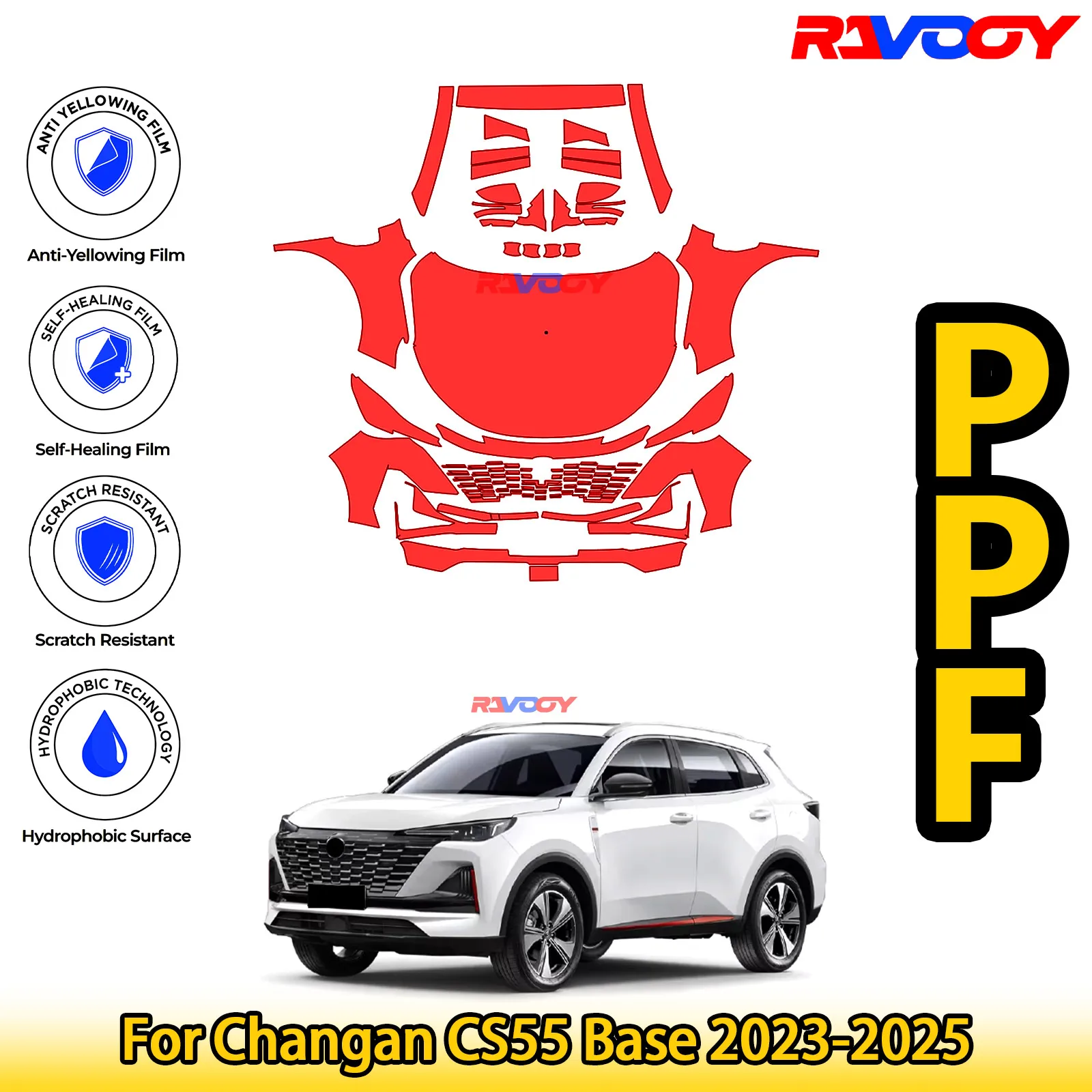 Для Changan CS55 Base 2023-2025 глянцевая матовая черная предварительно вырезанная передняя защитная пленка PPF Kit
Для Changan CS55 Base 2023-2025 глянцевая матовая черная предварительно вырезанная передняя защитная пленка PPF Kit