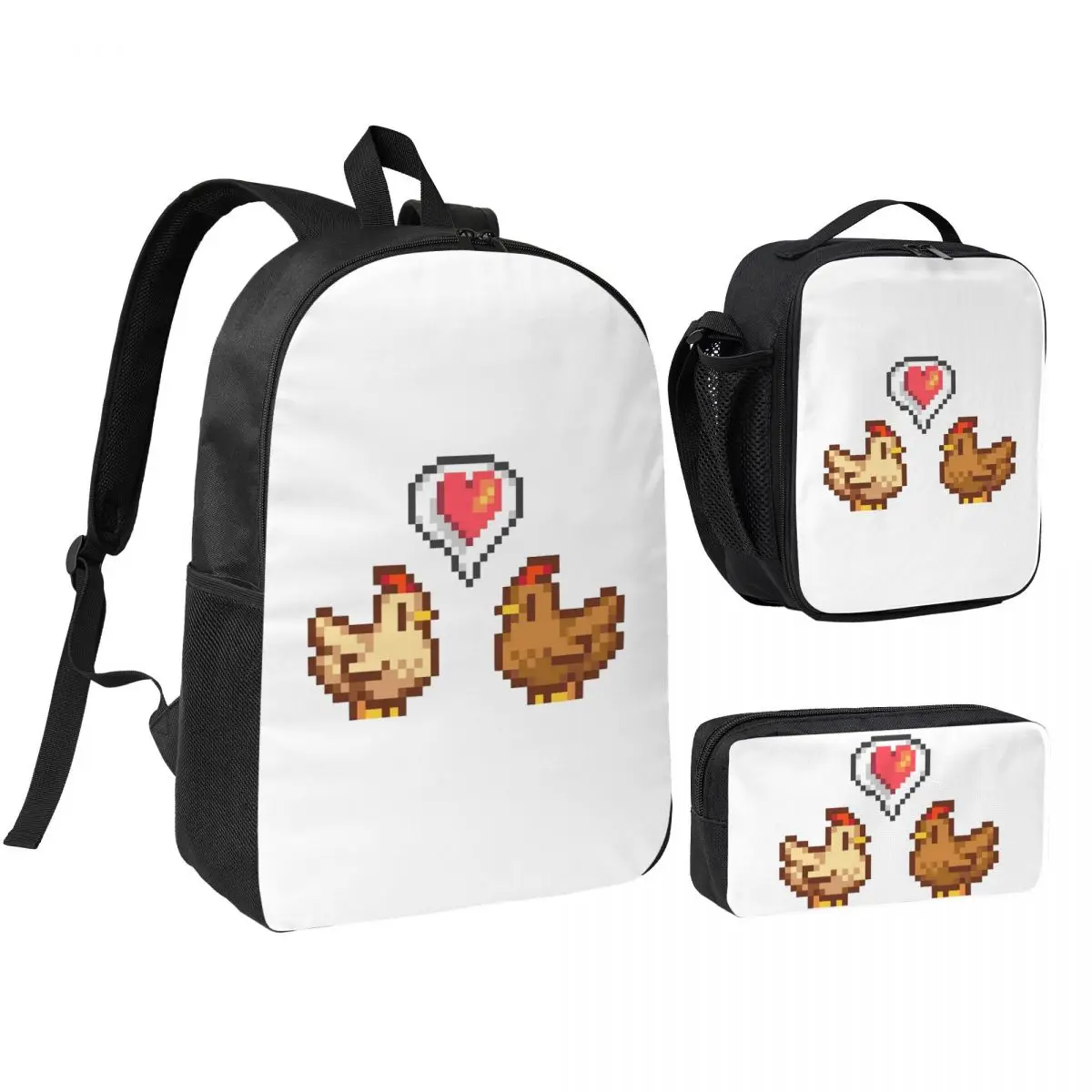 Stardew Valley Chicken Lov Backpack Boys Girls BookBag School Bag Shoulder Bags 3ps Insulated Lunch Bag Pencil Case
Stardew Valley Chicken Lov Backpack Boys Girls BookBag School Bag Shoulder Bags 3ps Insulated Lunch Bag Pencil Case