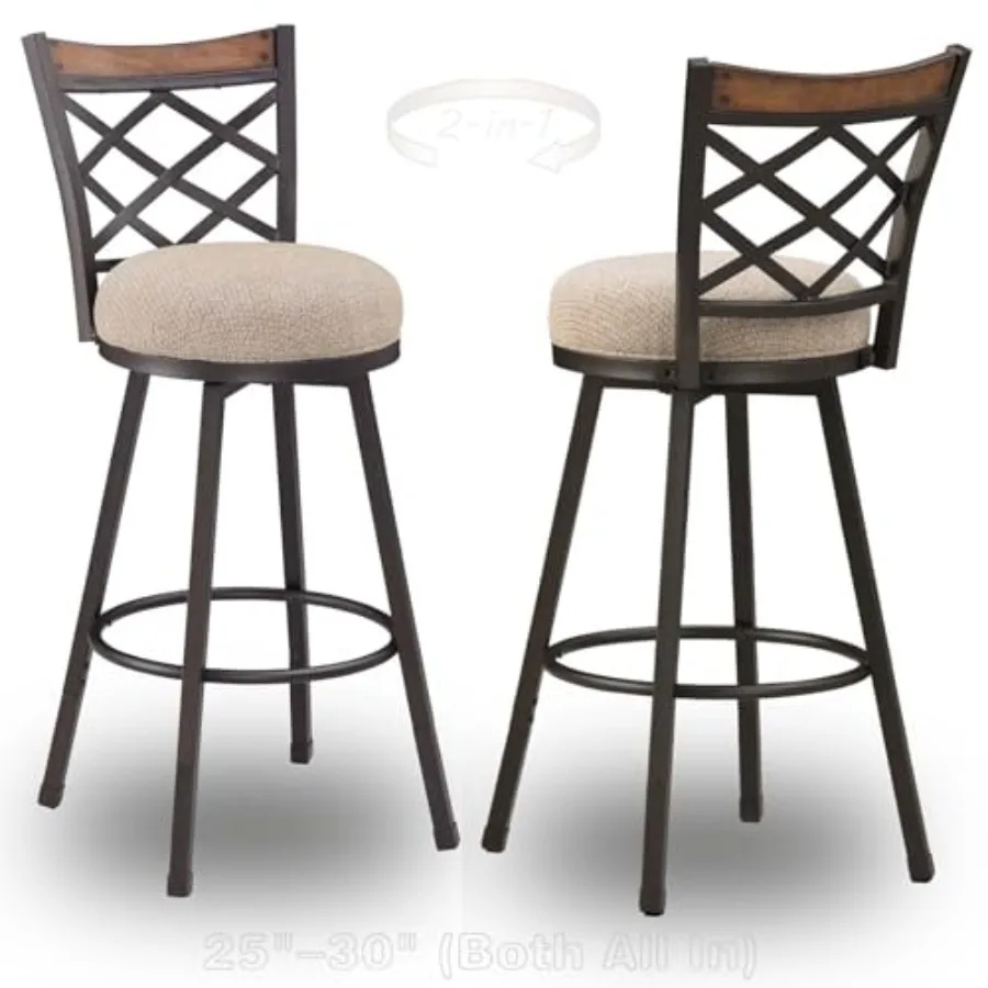 Farmhouse Swivel Bar Stools with Backs Set of 2- Adjustable Height 25"/30" Counter and Bar Chairs with Industrial Antique Brass
Farmhouse Swivel Bar Stools with Backs Set of 2- Adjustable Height 25"/30" Counter and Bar Chairs with Industrial Antique Brass