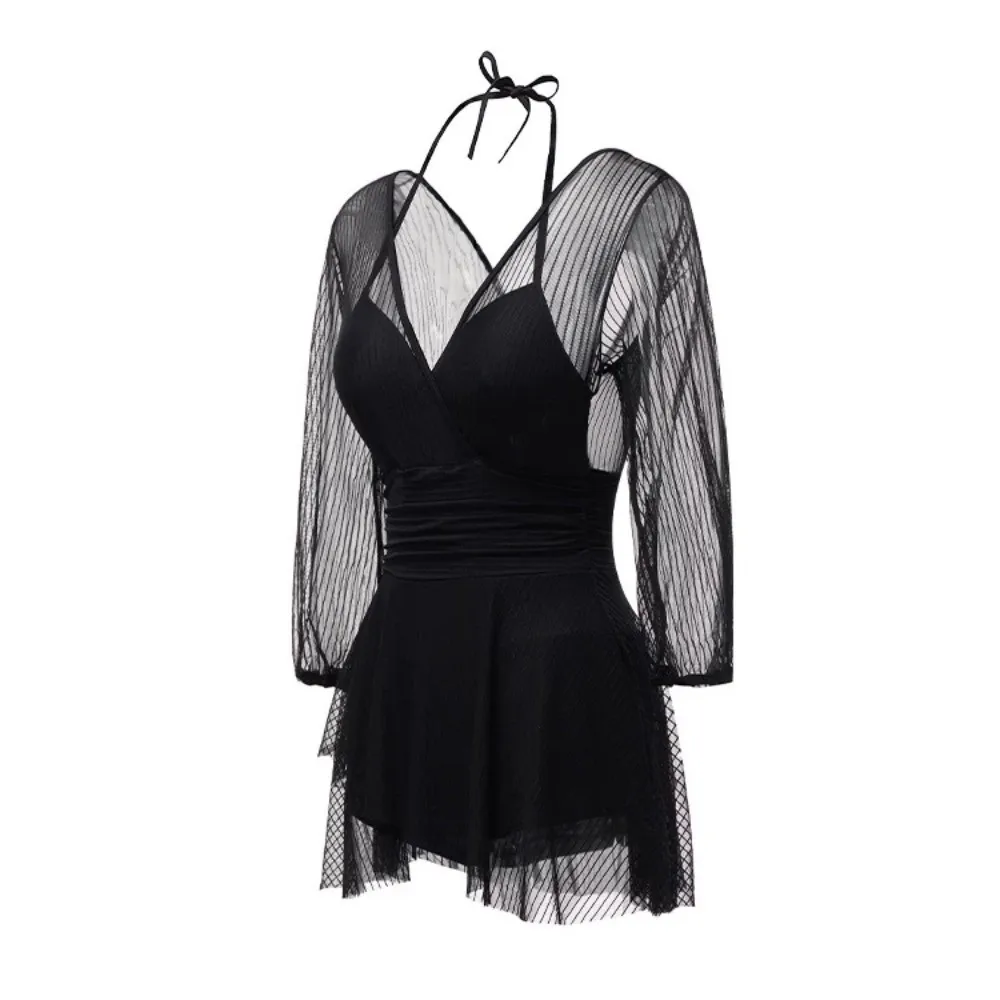 Transparent Long Sleeve Skirt Swimsuit V-neck Hanging Neck Beachwear Clothing Backless Slim Fit Lace-up Skirt Bathing Suit
Transparent Long Sleeve Skirt Swimsuit V-neck Hanging Neck Beachwear Clothing Backless Slim Fit Lace-up Skirt Bathing Suit