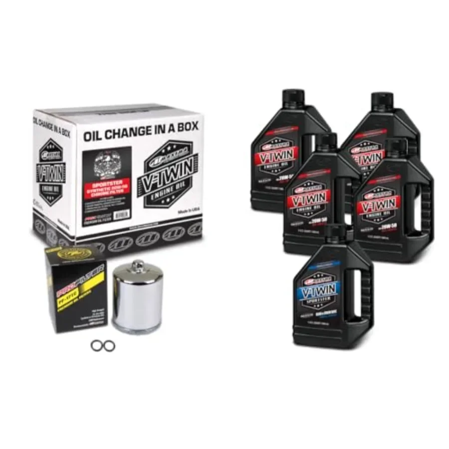 V-Twin Oil Change Kit for Sportster: Synthetic Oil with Chrome Filter, Durable Metal Construction, Sleek Chrome Finish, Easy In
V-Twin Oil Change Kit for Sportster: Synthetic Oil with Chrome Filter, Durable Metal Construction, Sleek Chrome Finish, Easy In