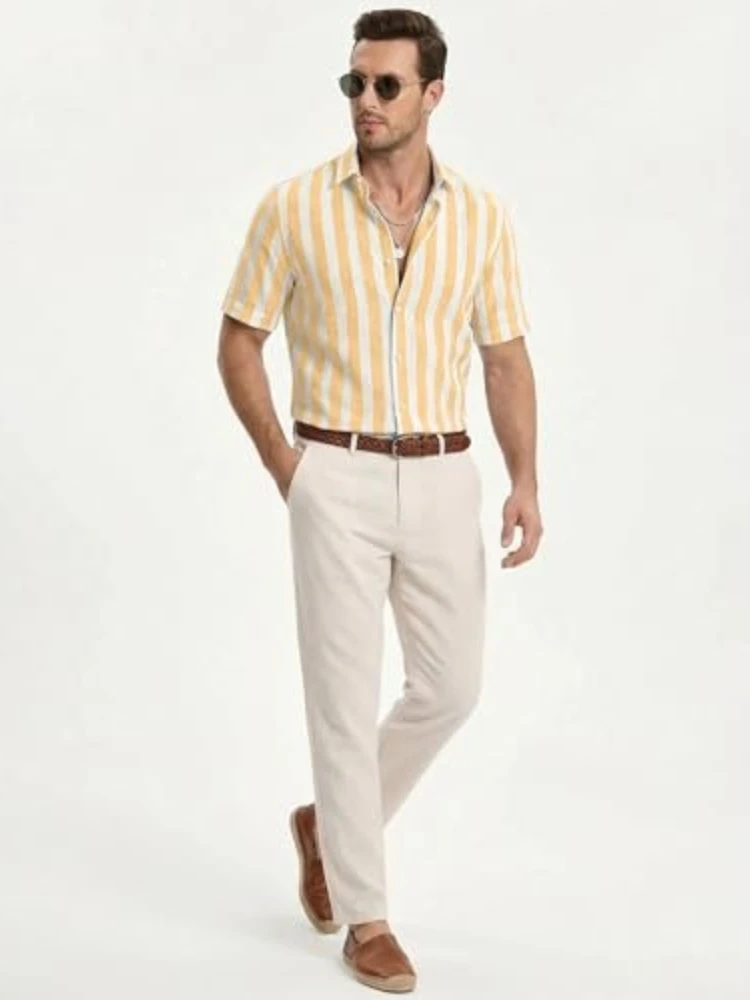Men's Blue White Vertical Striped Shirt Short Sleeve Lightweight Breathable Casual Shirts For Beach Vacation Daily Wear
Men's Blue White Vertical Striped Shirt Short Sleeve Lightweight Breathable Casual Shirts For Beach Vacation Daily Wear
