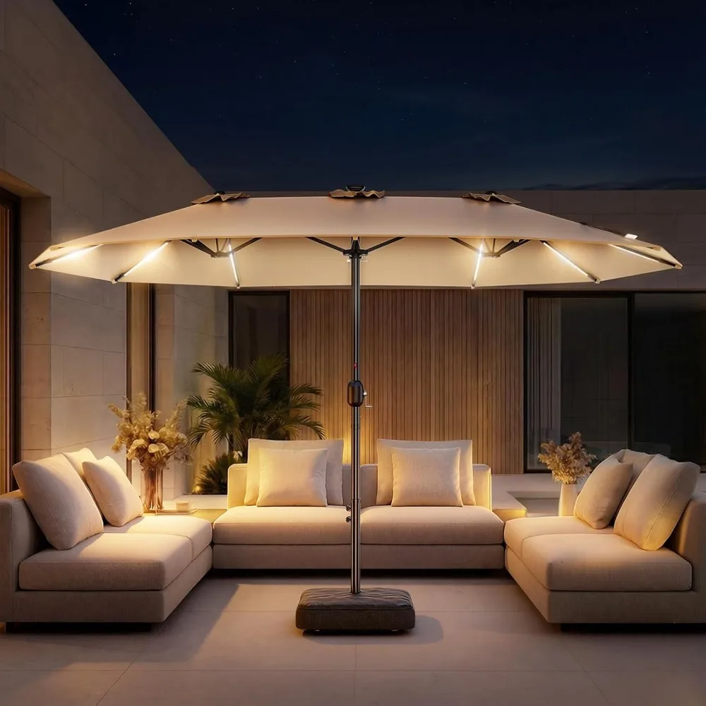 15FT Double Sided Umbrella with Light Bar and Base, Rectangle Oversized Patio Umbrellas, Extra Large Outdoor Table, Customized
15FT Double Sided Umbrella with Light Bar and Base, Rectangle Oversized Patio Umbrellas, Extra Large Outdoor Table, Customized