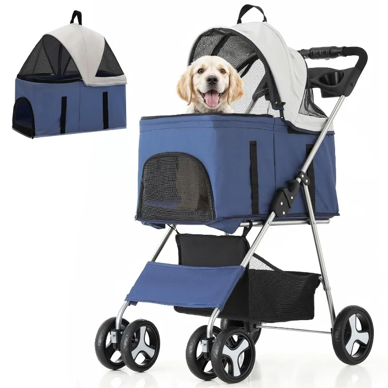 3 in 1 Foldable Pet Stroller for Small & Medium Dogs, Detachable Carrier, Car Seat, Push Button Entry, 4-Wheel Jogger
3 in 1 Foldable Pet Stroller for Small & Medium Dogs, Detachable Carrier, Car Seat, Push Button Entry, 4-Wheel Jogger