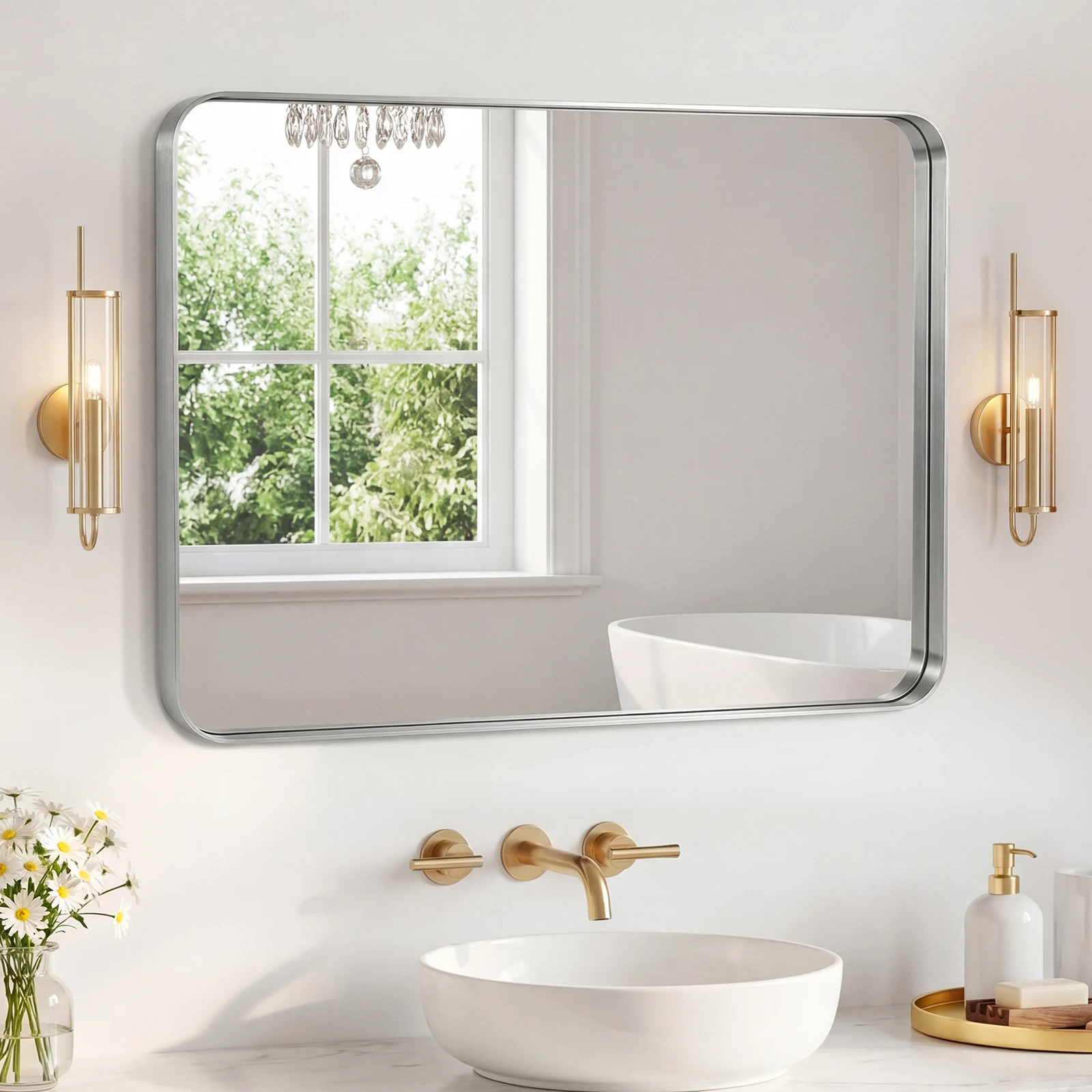 Intelligent Oval Bathroom Mirror With light LED Modern Minimalist Wall Mounted Luminous Demisting Black Metal Frame Rectangle Vanity Mirror with Rounded Corners Farmhouse Restroom Entryway Horizontal Vertical Hanging
Intelligent Oval Bathroom Mirror With light LED Modern Minimalist Wall Mounted Luminous Demisting Black Metal Frame Rectangle Vanity Mirror with Rounded Corners Farmhouse Restroom Entryway Horizontal Vertical Hanging