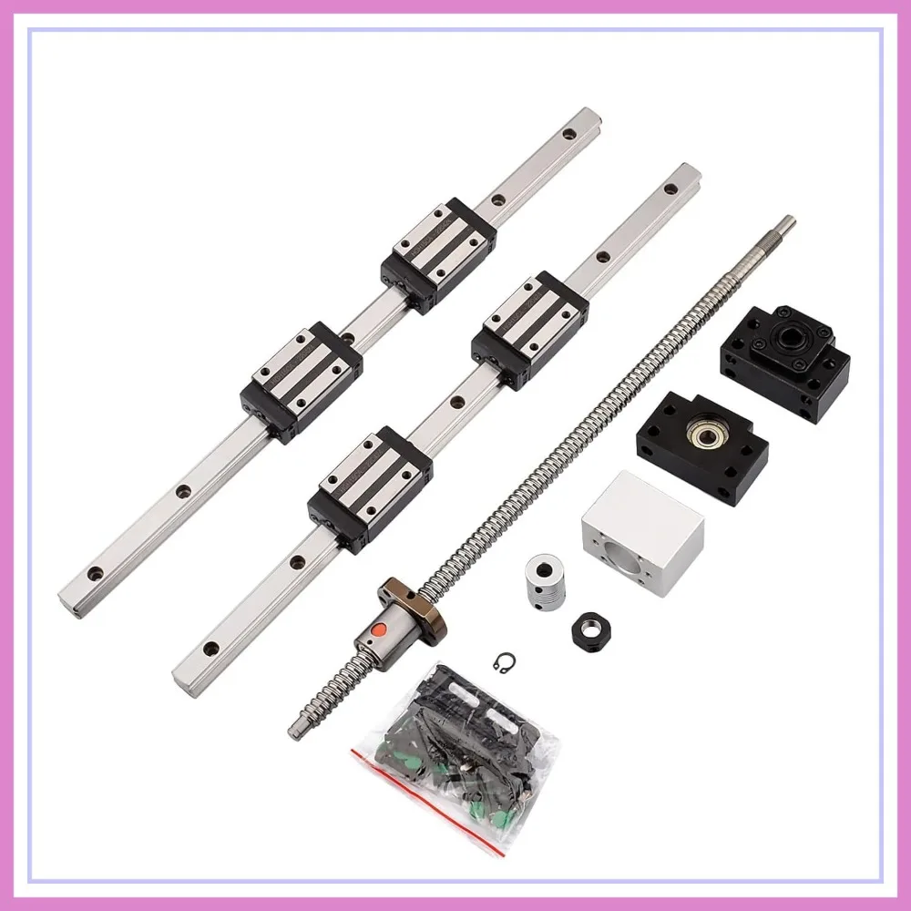 2Pcs 300mm HGR15 Linear Rail with 4 Bearing Block, 1Pcs 300mm SFU1204 Ball Screw with Metal Deflector Nut
2Pcs 300mm HGR15 Linear Rail with 4 Bearing Block, 1Pcs 300mm SFU1204 Ball Screw with Metal Deflector Nut