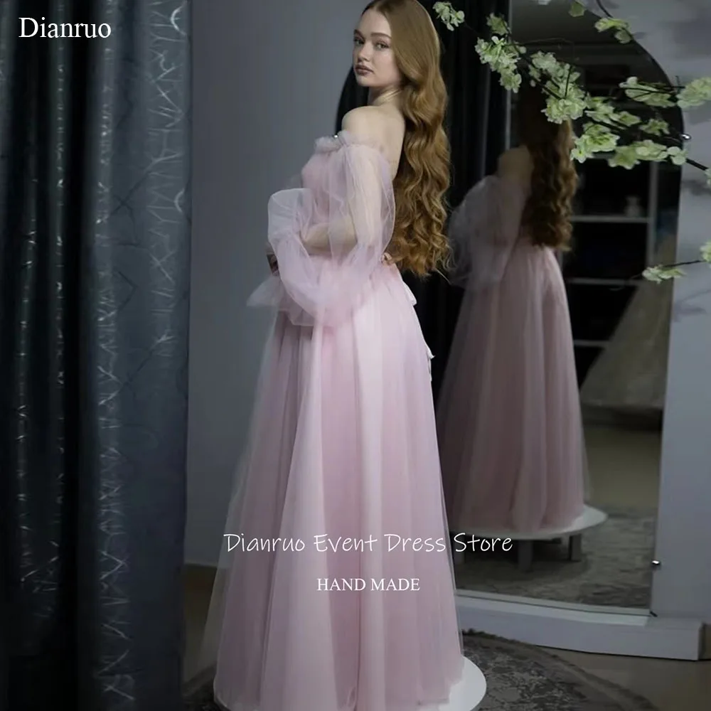 Dianruo Elegant A Line Evening Dress Off Shoulder Pink Tulle Robe D'été Femme Charming Sweetheart Illusion Prom Gowns Customized
Dianruo Elegant A Line Evening Dress Off Shoulder Pink Tulle Robe D'été Femme Charming Sweetheart Illusion Prom Gowns Customized