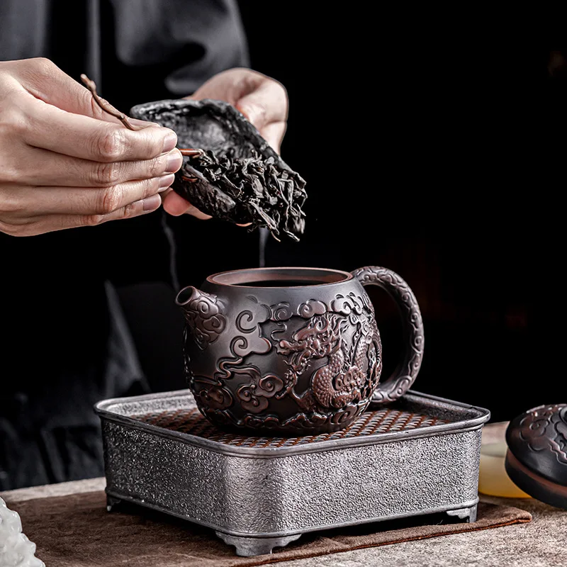 Purple Pottery Teapot Pile Carving Xianglong Pot Kung Fu Tea Set Purple Clay Pot Deep Carving Tea Making Tea Infuser Tea Kettle
Purple Pottery Teapot Pile Carving Xianglong Pot Kung Fu Tea Set Purple Clay Pot Deep Carving Tea Making Tea Infuser Tea Kettle