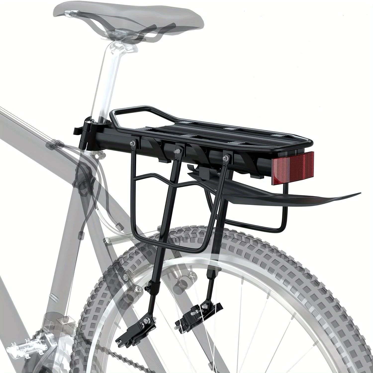 Lightweight Aluminum Bicycle Cargo Rack - Universal Fit for Mountain & Road Bikes - Convenient Cycling Accessory for Gear & Supp
Lightweight Aluminum Bicycle Cargo Rack - Universal Fit for Mountain & Road Bikes - Convenient Cycling Accessory for Gear & Supp