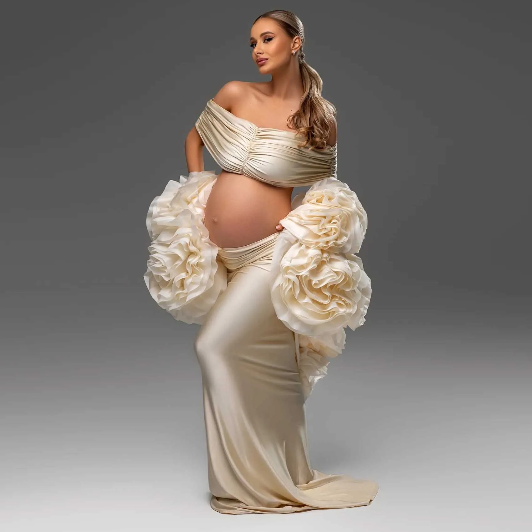 Elegance Champagne 3 Pieces Maternity Dress Photoshoot Rose Flower Cape Pregnancy Baby Shower Dress Maternity Shoot Dresses
Elegance Champagne 3 Pieces Maternity Dress Photoshoot Rose Flower Cape Pregnancy Baby Shower Dress Maternity Shoot Dresses