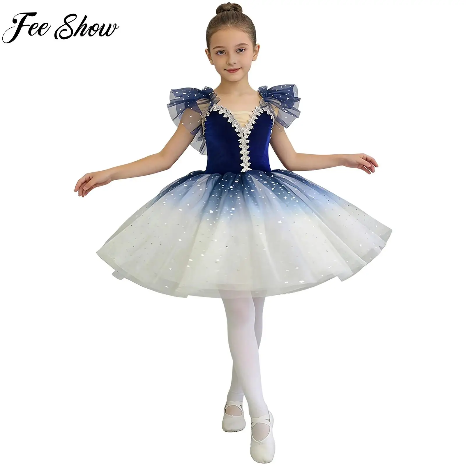 Kids Girls Rhythmic Ballet Performance Dance Outfit Ruffled Sleeves Shiny Sequin Tulle Tutu Dress Jazz Stage Competition Costume
Kids Girls Rhythmic Ballet Performance Dance Outfit Ruffled Sleeves Shiny Sequin Tulle Tutu Dress Jazz Stage Competition Costume