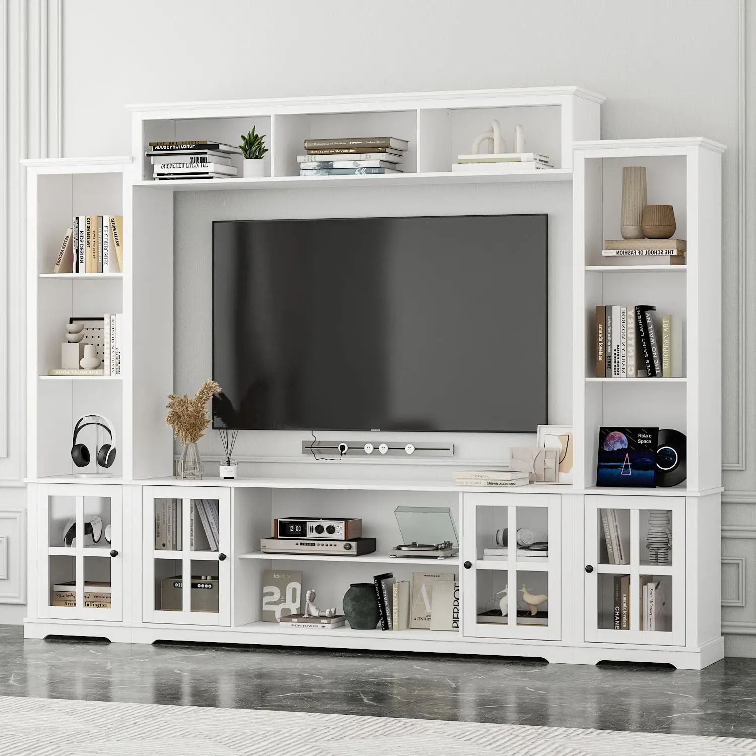 102" Wall Unit TV Stand Storage Glass Doors Adjustable Shelf Living Room Bedroom White, Customized
102" Wall Unit TV Stand Storage Glass Doors Adjustable Shelf Living Room Bedroom White, Customized
