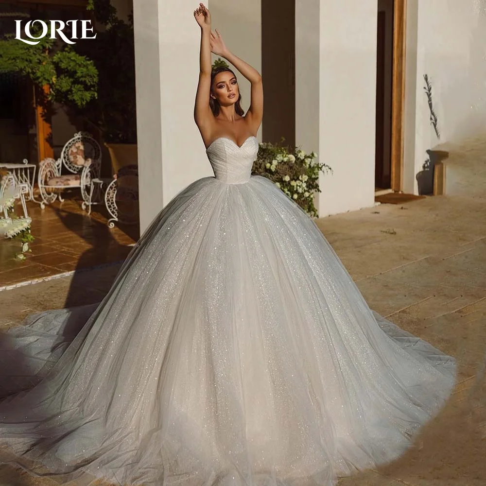 LORIE Sparkly Wedding Dress Sweetheart Backless A-line Bride Gown Strapless Shiny Illusion Bridal Gown Princessvestidos de novia
LORIE Sparkly Wedding Dress Sweetheart Backless A-line Bride Gown Strapless Shiny Illusion Bridal Gown Princessvestidos de novia