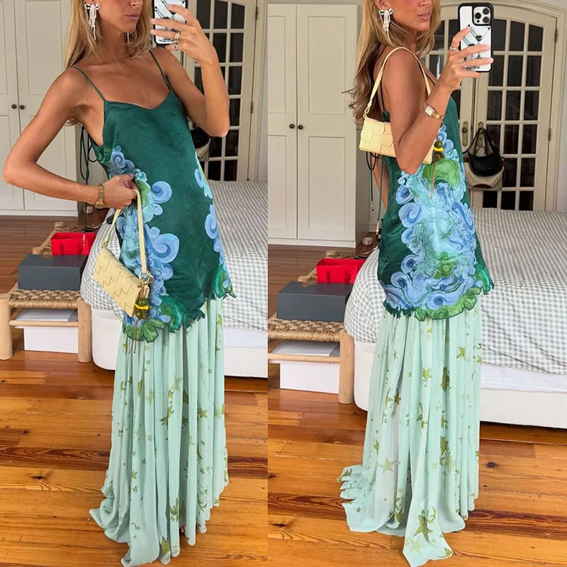 Elegant Lady Ruffles Skirts Outfit Vintage Halter Sleeveless Vest&Half Skirts Sets Summer Casual Vacation Chiffon Two Piece Sets
Elegant Lady Ruffles Skirts Outfit Vintage Halter Sleeveless Vest&Half Skirts Sets Summer Casual Vacation Chiffon Two Piece Sets