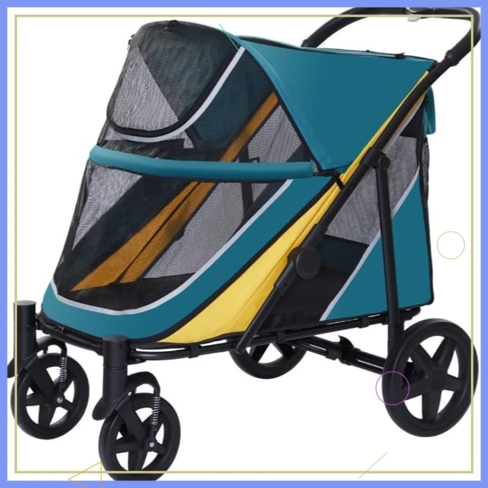 4-Wheel Pet Stroller for Medium Dogs, One-Click Fold, Mesh & Sunroof, All Terrain up to 88 lbs (Green-Yellow)
4-Wheel Pet Stroller for Medium Dogs, One-Click Fold, Mesh & Sunroof, All Terrain up to 88 lbs (Green-Yellow)
