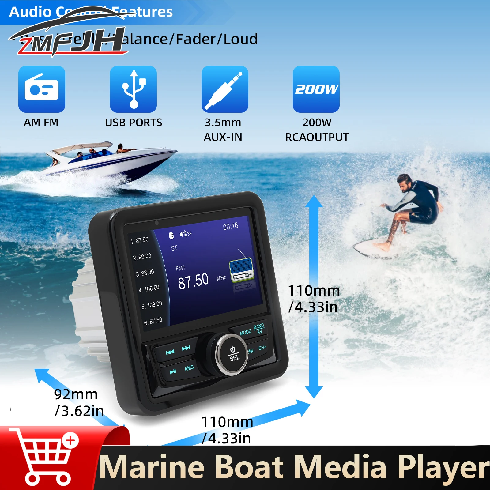 Водонепроницаемый MP5 аудио морской лодка радио стерео медиаплеер Bluetooth-совместимый FM AM приемник для спа UTV ATV аксессуары для лодок
Водонепроницаемый MP5 аудио морской лодка радио стерео медиаплеер Bluetooth-совместимый FM AM приемник для спа UTV ATV аксессуары для лодок