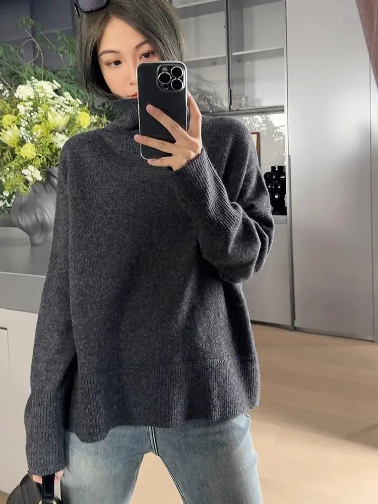 Stress Relief Thickened Loose Knitted Cashmere Sweater High Collar Women's Comfortable Lazy Base Layer Shirt Commute Style
Stress Relief Thickened Loose Knitted Cashmere Sweater High Collar Women's Comfortable Lazy Base Layer Shirt Commute Style