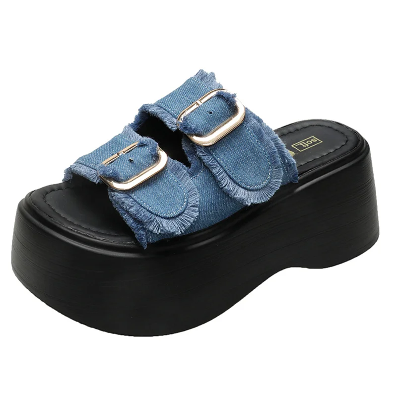 European Denim Platform Slippers 2025 New Summer Women Thick Bottom Slippers Female Outdoor Non-slip Slides Black Casual Shoes
European Denim Platform Slippers 2025 New Summer Women Thick Bottom Slippers Female Outdoor Non-slip Slides Black Casual Shoes