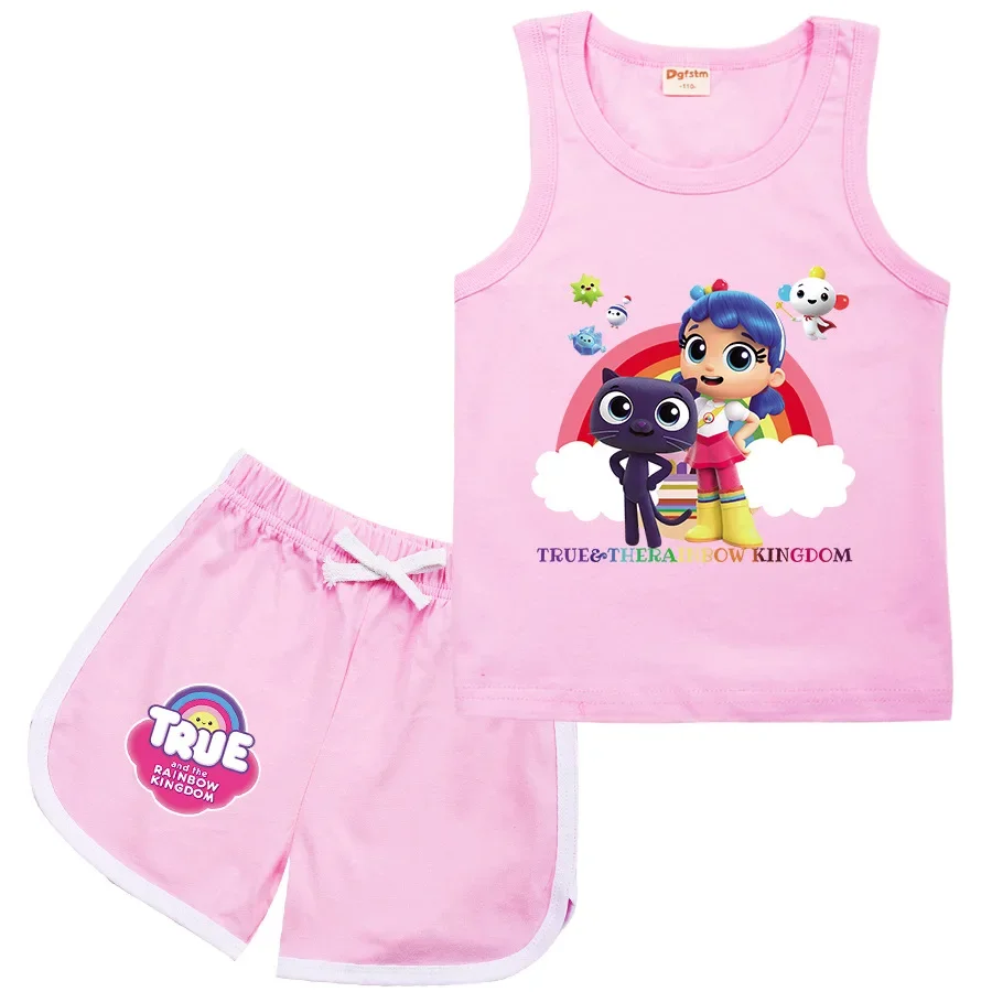 Cartoon True and Cat Clothes Kids Summer Clothing Set Children's Sportswear Toddler Girls Sleeveless Tshirt Top+Shorts 2Pcs Sets
Cartoon True and Cat Clothes Kids Summer Clothing Set Children's Sportswear Toddler Girls Sleeveless Tshirt Top+Shorts 2Pcs Sets