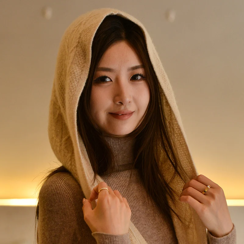 Women's 100% Cashmere Hat Warm Casual Solid Color Knitted Shawl with Integrated Collar for Autumn/Winter Fashion
Women's 100% Cashmere Hat Warm Casual Solid Color Knitted Shawl with Integrated Collar for Autumn/Winter Fashion
