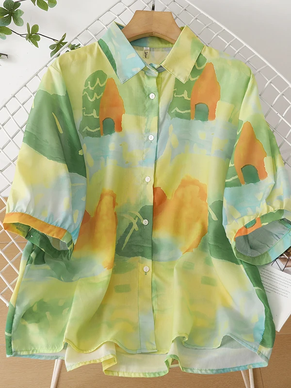 High-End Floral Print Loose Fit Short Sleeve Shirt Women's plus Size Breathable Thin Collar Casual Summer Top
High-End Floral Print Loose Fit Short Sleeve Shirt Women's plus Size Breathable Thin Collar Casual Summer Top