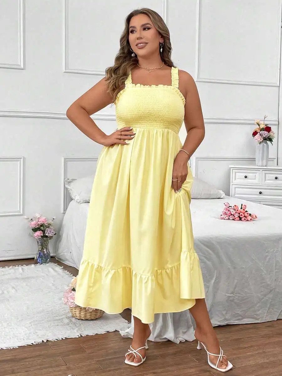 Plus Size Summer Casual Solid Color Cami Maxi Dress For Women
Plus Size Summer Casual Solid Color Cami Maxi Dress For Women