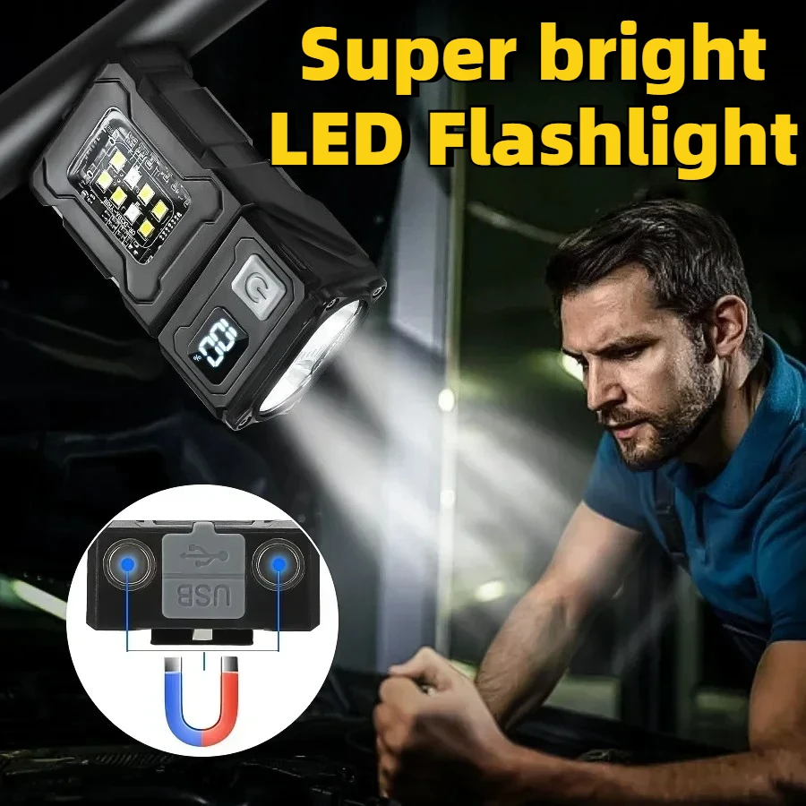 Супер яркий светодиодный фонарик COB, рабочий свет, цифровой дисплей, перезаряжаемый 180° ° Вращающийся сильный магнит для походов на открытом воздухе, кемпинга
Супер яркий светодиодный фонарик COB, рабочий свет, цифровой дисплей, перезаряжаемый 180° ° Вращающийся сильный магнит для походов на открытом воздухе, кемпинга